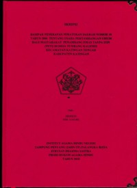 Image of Dampak Penerapan p[eraturan Daerah Nomor 10 Tahun 2006 Tentang usaha pertambangan umum bagi masyarakat penambang emas tanpa izin ( peti ) di Desa Tumbang Kalemei Kec.Katingan Tengah,Kab.Katingan