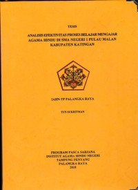 Image of Analisis Efektivitas proses belajar mengajar Agama Hindu di SMA Negeri 1 Pulau Malan Kabupaten Katingan