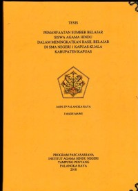 Image of Pemanfaatan Sumber Belajar siswa Agama Hindu Dalam Meningkatkan hasil belajar di SMA Negeri 1 Kuala Kapuas Kabupaten Kapuas