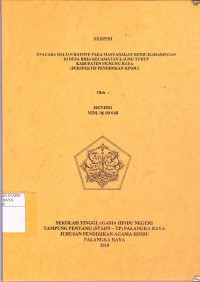 Image of Upacara Balian Batiwu Pada Masyarakat Hindu kaharingan Di Desa Biha Kecamatan Laung Tuhup Kabupaten Murung Raya ( Persektif Pendidikan Hindu )