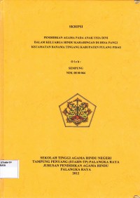 Image of Pendidikan Agama pada anak usia dini dalam keluarga Hindu Kaharingan di desa Pangi kecamatan Banama Tingang kabupaten Pulang Pisau