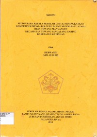 Image of Studi Usaha Kepala Sekolah Untuk Meningkatkan  Kompetensi Mengajar Guru di SMPN Satu Atap Desa Tewang Manyangen Kecamatan Tewang Sangalang Garing Kabupaten Katingan