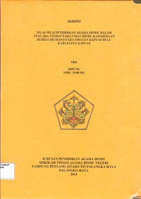 Image of Nilai-Nilai Pendidikan Agama Hindu Dalam Upacara Nyorat Pada Umat Hindu Kaharingan Di Desa Sei Hanyo Kecamatan Kapuas Hulu Kabupaten Kapuas