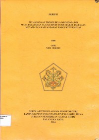 Image of Pelaksanaan Proses Belajar Mengajar Mata Pelajaran Agama Hindu Di SMA Negeri-2 Sei Kayu Kecamatan Kapuas Barat Kabupaten Kapuas