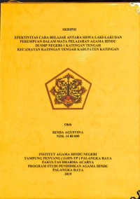 Image of Efektivitas Cara Belajar Antara Siswa Laki-Laki dan Perempuan Dalam Mata Pelajaran Agama Hindu Di SMP Negari-1 Katingan Tengah Kecematan Katingan Tengah Kabupaten Katingan