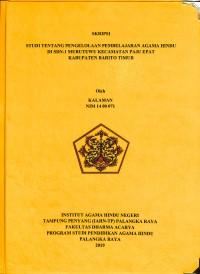 Image of Studi Tentang Pengelolaan Pembelajaran Agama Hindu Di SDN-1 Murutuwu Kecamatan Paju Epat Kabupaten Barito Timur