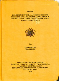 Image of Kompetensi Guru Dalam Proses Belajar Mengajar Mata Pelajaran Agama Hindu Di SDN-1 Batu Tukat Kecamatan Petak Malai Kabupaten Katingan