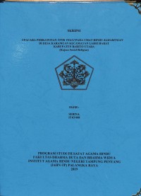 Image of Upacara Perkawinan Titik Telui Pada Umat Hindu Kaharingan Di Desa Karamuan Kecamatan Lahei Barat  Kabupaten Barito Utara ( Kajian Sosial-Religius )