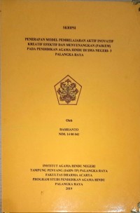 Image of Penerapan Model Pembelajaran Aktif Inovatif Kreatif Efektif dan Menyenangkan (Paikem) pada Pendidikan Agama Hindu di SMA Negeri 3 Palangkaraya