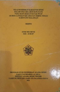 Image of Nilai Pendidikan Karekater Hindu Dalam Upacara Aruh Bawanang Pada Masyarakat Dayak Ptap di Desa Langkap Kecamatan Tebing Tinggi Kab. Balangan