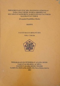Image of Implementasi Upacara Megedong-gedongan pada Umat Hindu Di Desa Sidomulyo Kec. Kongbeng Kab. Kutai Timur Kalimantan Timur
