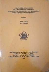 Image of Peran Guru Agama Hindu Dalam Pembinaan Umat Hindu di Desa Mekar Sari Kec. Tualan Hulu Kab. Kotawaringin Timur