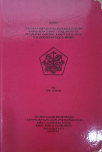 Image of Upacara Nahunan Pada Masyarakat Hindu Kaharingan Di Desa Tangki Dahuyan Kec. Manuhing Kab. Gunung Mas Persepektif Hukum Hindu