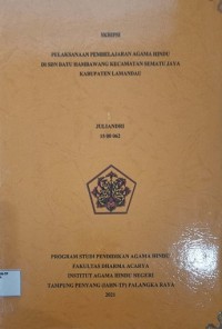 Image of Pelaksanaan Pembelajaran Agama Hindu di SDN Batu Hambawang Kec. Sematu Jaya, Kec. Lamandau