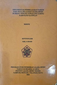 Image of Implementasi Pembelajaran Paikem Pada Mata pelajaran agama Hindu Di SMAN-1 Tewang Sangalang Garing Kab. Katingan