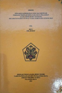 Image of Pengaruh Kepribadian Guru dan Motivasi Terhadap Prestasi siswa pada Mata Pelajaran Agama Hindu di SD-1 Dandang Kec. Kahayan Hulu Utara Kab. Gunung Mas