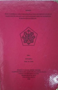 Image of Peran Lembaga Kedemangan Dalam Penyelesaian Kasus Kecelakaan Lalu Lintas Di Kec. Kamipang Kab. Katingan