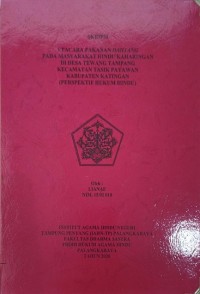 Image of Upacara Pakanan Dahyang Pada Masyarakat Hindu Keharingan Di Desa Tewang Tampang Kec. Tasik Payawan Kab. Katingan (Persfektif Hukum Hindu)