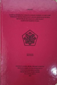 Image of Dampak Penerapan Undang-Undang Nomor 32 tahun 2009 Terhadap Sistem Pertanian Ladang Berpindah di Desa Benao Hilir Kec. Lahei Barat Kab. Barito Utara