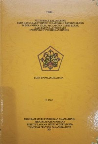Image of Regenarasi Balian Bawo Pada Masyarakat Hindu Keharingan Dayak Malang Di Desa Nihan Hilir, Kec. Lahei Barat, Kab. Barito Utara (Persfektif Pendidikan Hindu)