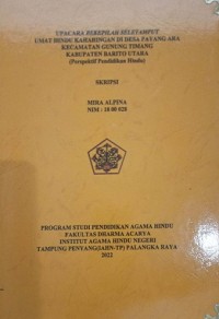 Image of Upacara Bekepilah Seletamput Umat Hindu Keharingan Di Desa Payang Ara Kec. Gunung Timang Kab. Barito Utara (Perspektif Pendidikan Hindu)