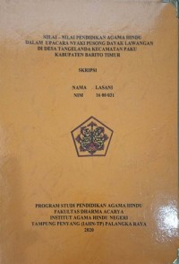Image of Nilai-Nilai Pendidikan Agama Hindu Dalam Upacara Nyaki Pusong Dayak Lawangan Di Desa Tangelanda Kec. Paku Kab. Barito Timur