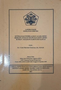 Image of Optimalisasi Pembelajaran Agama Hindu Berbasis Aplikasi Online Bagi Siswa Hindu Di SMAN 1 Basarang Kab. Kapuas