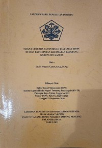 Image of Makna Upacara Pawintenan Bagi Umat Hindu Di Desa Batu Nindan Kec. Basarang Kab. Kapuas