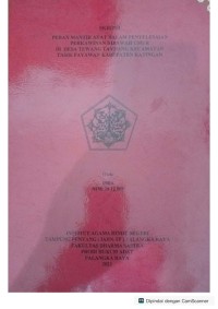 Image of Peran Mantir adat dalam penyelesaian perkawinan di bawah umur di desa tewang tampang kecamatan tasik payawan kabupaten katingan