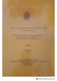 Image of Pengaruh Minat Baca Terhadap Prestasi Belajar  PPKN Siswa kelas V SDN 1 Menteng Palangka  Raya