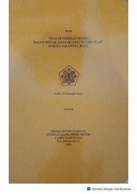 Image of Nilai pendidikan agama Hindu dalam ritual manyaki Ehet dayak ngaju di kota P.Raya