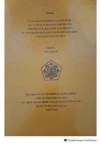 Image of Nilai-nilai pendidikan agama Hindu dalam ritual pakanan sahur lewu pada masyarakat Hindu Kaharingan di desa jelemu raya kec. Rungan Barat Kab. GUMAS