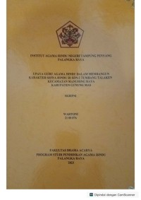 Image of Upaya guru agama Hindu dalam membangun karakter siswa Hindu di SDN 2 tumbang talaken kec. Manuhing raya, Kab. GUMAS