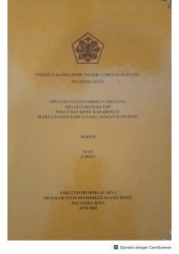Image of Implementasi pendidikan prenatal melalui manyaki Tihi pada umat Hindu Kaharingan di desa tangki dauyan kec. Manuhing