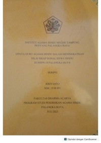 Image of Upaya guru agama Hindu dalam meningkatkan nilai sikap sosial siswa Hindu di SMPN 14 P.Raya