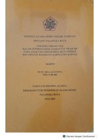 Image of Strategi orang tua dalam internalisasi ajaran tat twam asi pada anak usia dini di desa batu nindan kec. Basarang, Kab. Kapuas