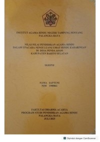 Image of Nilai-nilai pendidikan agama hindu dalam upacara nenos luang umat hindu kaharingan di desa penda asam kab, BARSEL