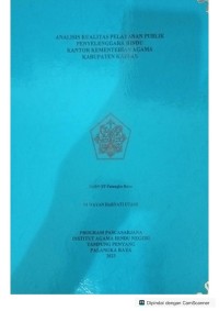 Image of Analisis kualitas pelayanan public penyelenggara Hindu kantor kementerian agama kab, Kapuas