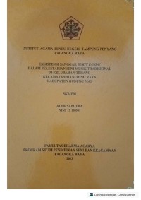 Image of Eksistensi sanggar bukit pandu dalam pelestarian seni music tradisional di kelurahan tehang, kec. Manuhing raya, kab. GUMAS