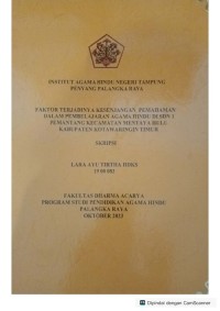 Image of Faktor terjadinya kesenjangan pemahaman dalam pembelajaran agama Hindu di SDN 1 pemantang kec. Mentaya, kab. KOTIM