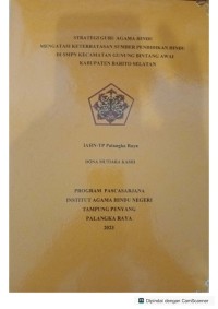 Image of Strategi guru agama Hindu mengatasi keterbatasan sumber pendidikan  Hindu di SMPN kec. Gunung bintang awai, kab. Barsel