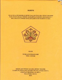 Image of Nilai-nilai pendidikan Hindu dalam upacara nian saradiri pada masyarakat Hindu Kaharingan di desa Sei Rahayu 1 kec. Teweh Tengah Kab. Barut