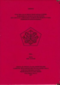 Image of Upacara palas bidan masyarakat Hindu Kaharingan di desa Papar Pujung kec.Lahei Barat kab.BARUT (perspektif hukum Hindu)