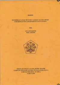 Image of Pendidikan Anak Menurut Ajaran Agama Hindu Kaharingan Dalam Kitab Suci Panaturan