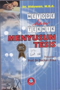 Image of Metode dan teknik menyusun tesis